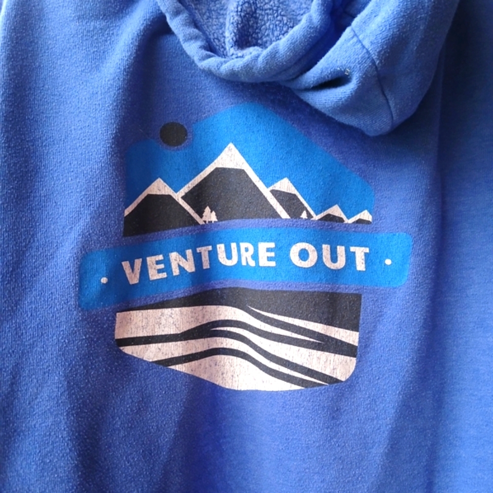 Threadbare 'Venture Out' Hoodie Unisex Large Blue Zippered